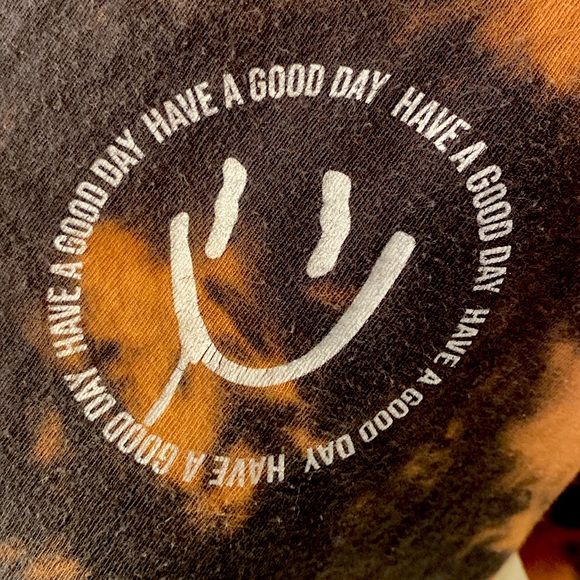 Chemistry Black and Orange Reverse Tie Dye Choose Happy Graphic Crop T-Shirt - Picture 9 of 14